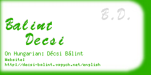 balint decsi business card
