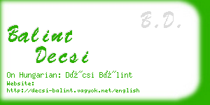 balint decsi business card